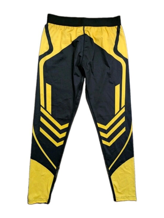 Pants - K-Pop Demon Hunters Graphic Cosplay Leggings Black & Yellow Size M